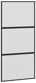 fekete edzett üveg tolóajtó fémszerelék szettel 102,5x205 cm