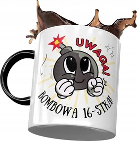 Fekete Bögre Születésnapra 16 16. 16. Ajándék Nyomtatott Fotóval