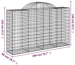 40 db íves horganyzott vas gabion kosár 200x50x120/140 cm