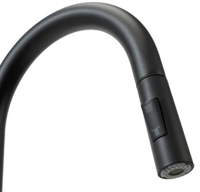 REA-B9147 - FRESH kihúzható zuhanyfejes mosogatócsaptelep, 39,5 cm, matt fekete