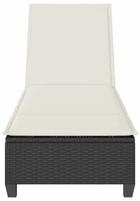 fekete polyrattan napozóágy párnákkal 55x200x25,5 cm