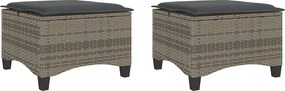 vidaXL 2 db szürke polirattan kerti székek párnákkal 55x55x36 cm