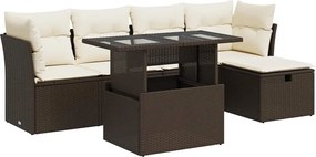 vidaXL 6 részes barna polyrattan kerti ülőgarnitúra párnával