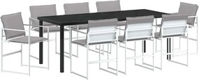 vidaXL Kert étkező szett 9 pcs Fehér Porszórt acél