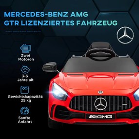 AIYAPLAY Elektromos gyerekautó, Mercedes, 3-5 km/h, távirányító, fények és zene, piros