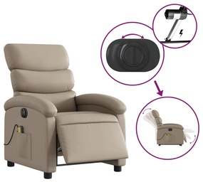 vidaXL kávészínű műbőr elektromos dönthető masszázsfotel