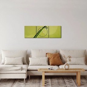 Víz csepp a fűben képe (órával) (90x30 cm)
