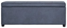 szürke művelúr pad tárolórekesszel 116 cm