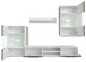 5 részes fali TV állvány szett fekete LED világítással