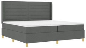 Boxspring Ágy Matrac Bőrhatás Szürke 200x200 cm