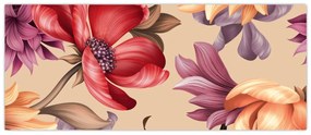 Kép - Vintage virágok (120x50 cm)