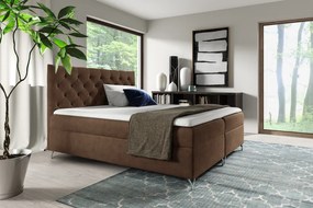 Boxspring ágy, 200x200, barna Velvet szövet, GULIETTE + ajándék