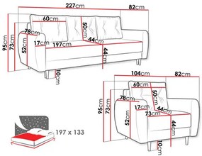 Ülőgarnitúra 3+1 Keklat (szürke) (tárolóhellyel). 1105836