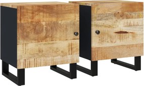vidaXL 2 db tömör mangófa éjjeliszekrény 40 x 33 x 46 cm