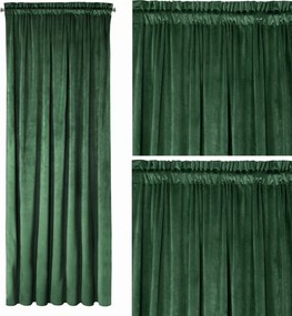 Kész velúr bársony függöny 135x270cm szalagos sötétzöld velvet