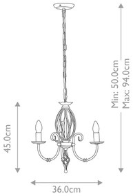 Elstead ART3-BLACK - Csillár láncon ARTISAN 3xE14/60W/230V