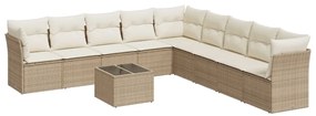 vidaXL 10 részes bézs polyrattan kerti ülőgarnitúra párnával