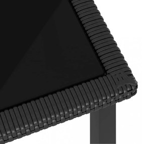 fekete polyrattan kerti étkezőasztal 70 x 70 x 73 cm