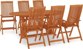 vidaXL 7 részes tömör eukaliptuszfa kerti étkezőgarnitúra