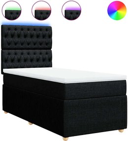 vidaXL fekete szövet rugós ágy matraccal 90x190 cm