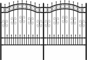 vidaXL fekete porszórt acél kerti kerítés lándzsás tetejjel 240 x 125 cm