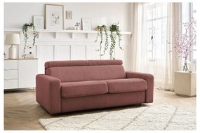 Rózsaszín kordbársony kinyitható kanapé 215 cm Monaco – Bobochic Paris