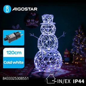 LED-es világító hóember dekoráció, hideg fehér MAX.3.6W IP44 120cm magas