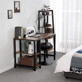 Íróasztal polcokkal, rusztikus barna 120x60x75cm