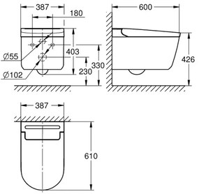 GROHE 36507SH0 - SENSIA zuhanyfunkciós WC 600 × 387 × 403 mm kerámia/fehér