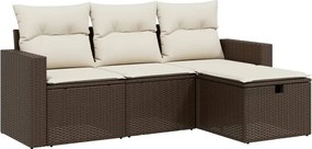 vidaXL 4 részes barna polyrattan kerti ülőgarnitúra párnákkal