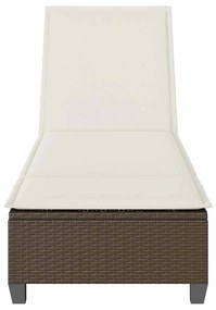 barna polyrattan napozóágy párnákkal 55x200x25,5 cm