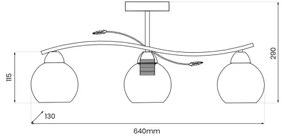 Csillár rúdon CONNOR 3xE27/15W/230V fényezett króm/fehér