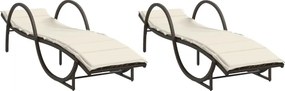 vidaXL 2 db barna polyrattan napozóágy párnával