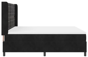 Boxspring Ágy Mattal és LED Fénnyel Fekete 180x200 cm Bársony
