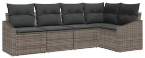 vidaXL Kerti Kanapé Szett párnával tárolóval 5 pcs Szürke polirattan
