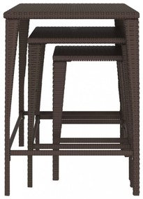 3 db barna polyrattan rakásolható kisasztal