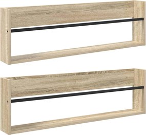 vidaXL Magazin állvány 2 pcs Sonoma tölgy 100 x 12 x 30 cm Faanyag