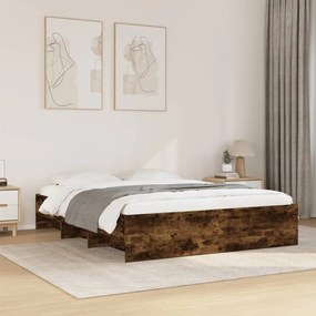 füstös tölgy színű szerelt fa ágykeret matrac nélkül 160x200 cm