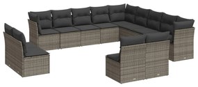 13 részes szürke polyrattan kerti ülőgarnitúra párnákkal