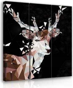 Vászonkép 90x100 Absztrakt szarvas geometrikus triptichon modern állatok