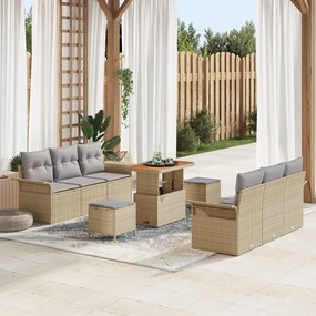 Kerti Kanapé Szett 9 pcs Beige és Világosszürke 80 x 80 x 71 cm
