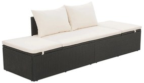 Fekete polyrattan kerti ágy 195 x 60 cm