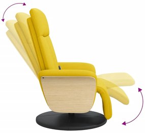 citromsárga szövet dönthető masszázsfotel lábtartóval