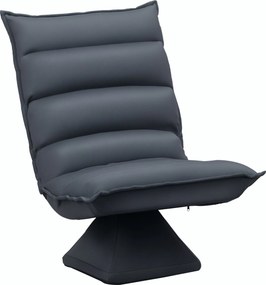 HOMCOM Padlószék Állítható Háttámlával, Forgatható Meditációs Szék, Fekvőfotel Nappaliba, Irodába, Mikroszálas Anyagból, Sötétszürke, 62 x 70 x 95 cm