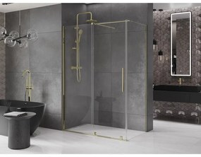 Mexen Velar, zuhanykabin tolóajtóval 150 (ajtó) x 90 (fal) cm, 8mm átlátszó üveg, arany fényes, 871-150-090-01-50