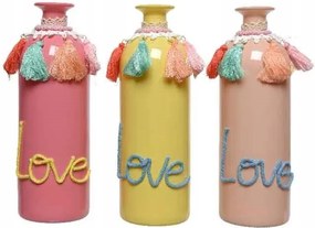 Ăveg palack dekoratĂv vĂĄza pasztell rĂłzsaszĂn