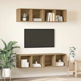 Fali TV Szekrény 4 pcs kézműves tölgy 37 x 37 x 72 cm Faanyag