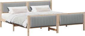 vidaXL Ágykeret Barna és világosszürke 200 x 200 cm Tömör fenyőfa