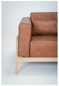 Fawn konyakbarna kanapé bivalybőrből, tömör tölgyfa szerkezettel, 210 cm - Gazzda