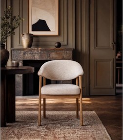 Krémszínű tölgyfa karfás étkezőfotel szett 2 db-os Elk – Unique Furniture